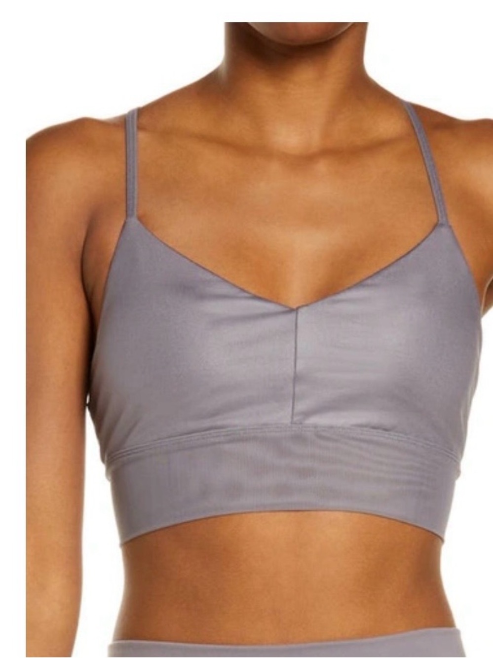 ALO Yoga Lavish Lightweight V-Neck Bralette in Gray/purple. Like new.